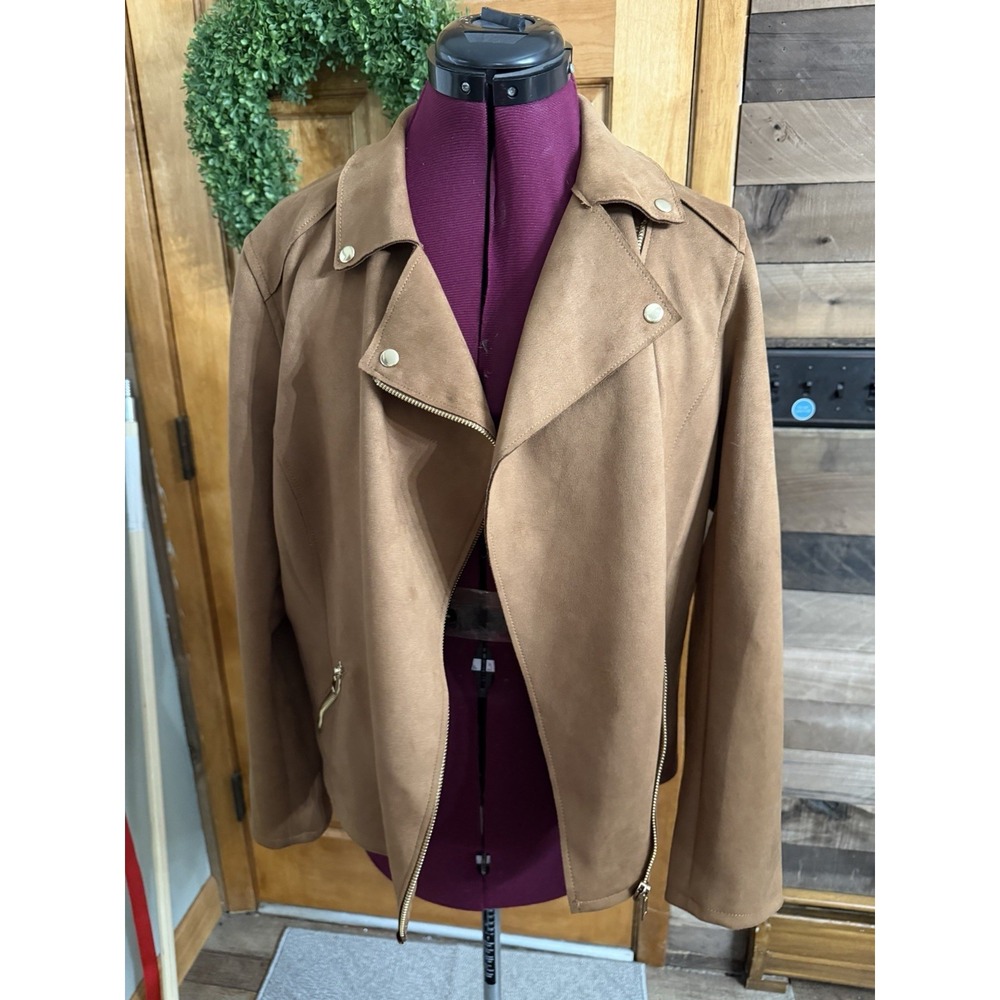 Womens Philosophy Size L Faux Suede Moto Jacket.